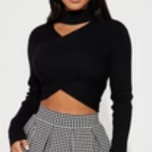 Fashion Nova Black Crop Sweater Top